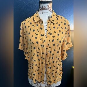 Elodie Mustard Yellow Floral Button-Down Shirt